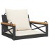 Banco columpio con cojines ratán sintético negro 63x62x40