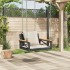 Banco columpio con cojines ratán sintético negro 63x62x40