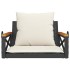 Banco columpio con cojines ratán sintético negro 63x62x40