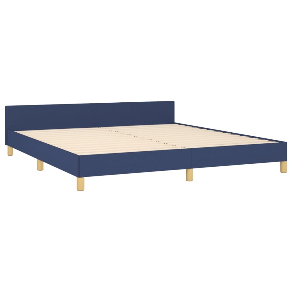 Estructura de cama con cabecero de tela azul 180x200