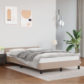 Estructura de cama cabecero cuero sintético capuchino