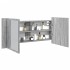 Armario de baño con espejo y luz LED gris Sonoma 100x12x45