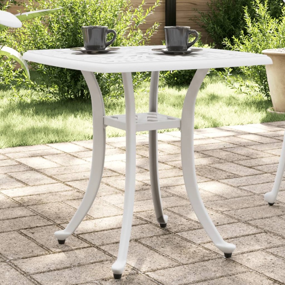 Mesa de jardín aluminio fundido blanco 53x53x53