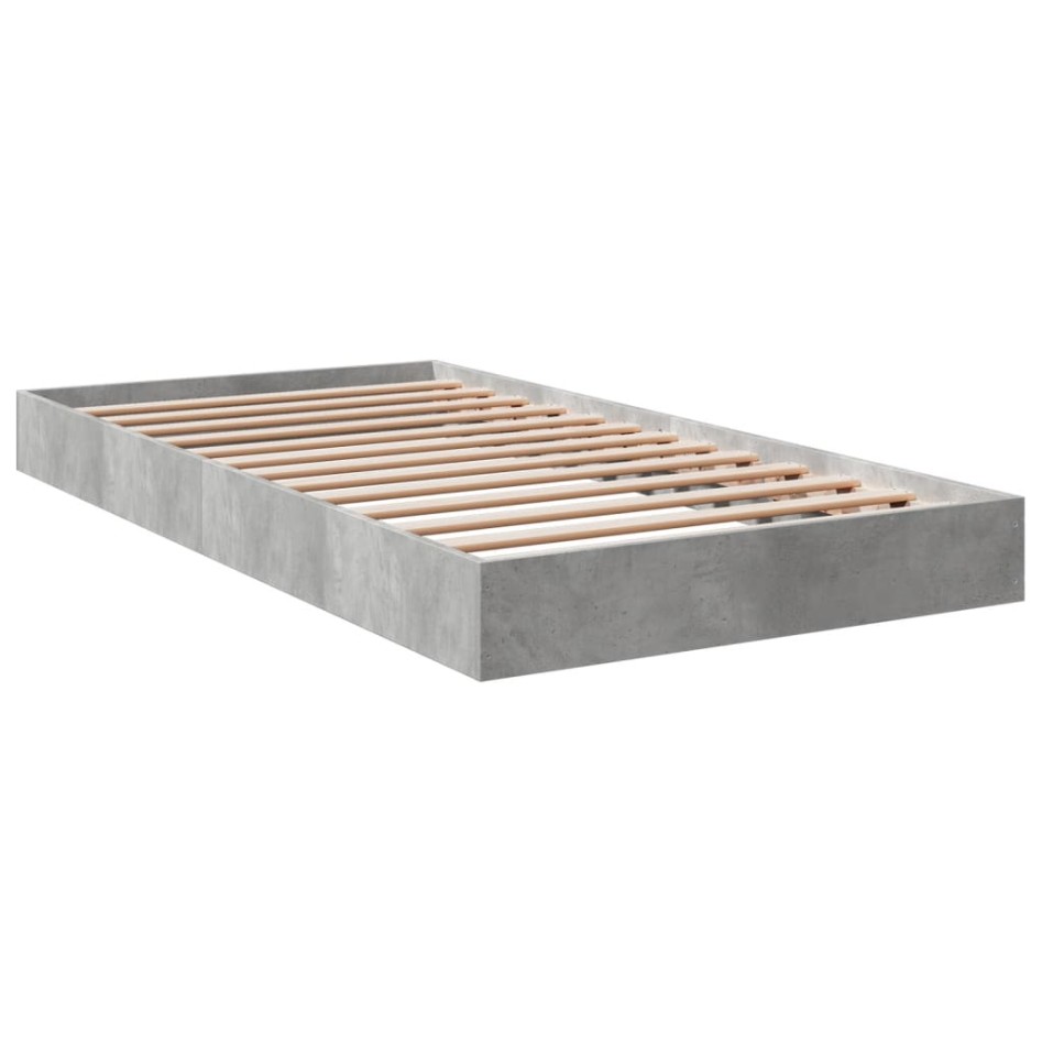 Estructura de cama madera de ingeniería gris hormigón 90x190