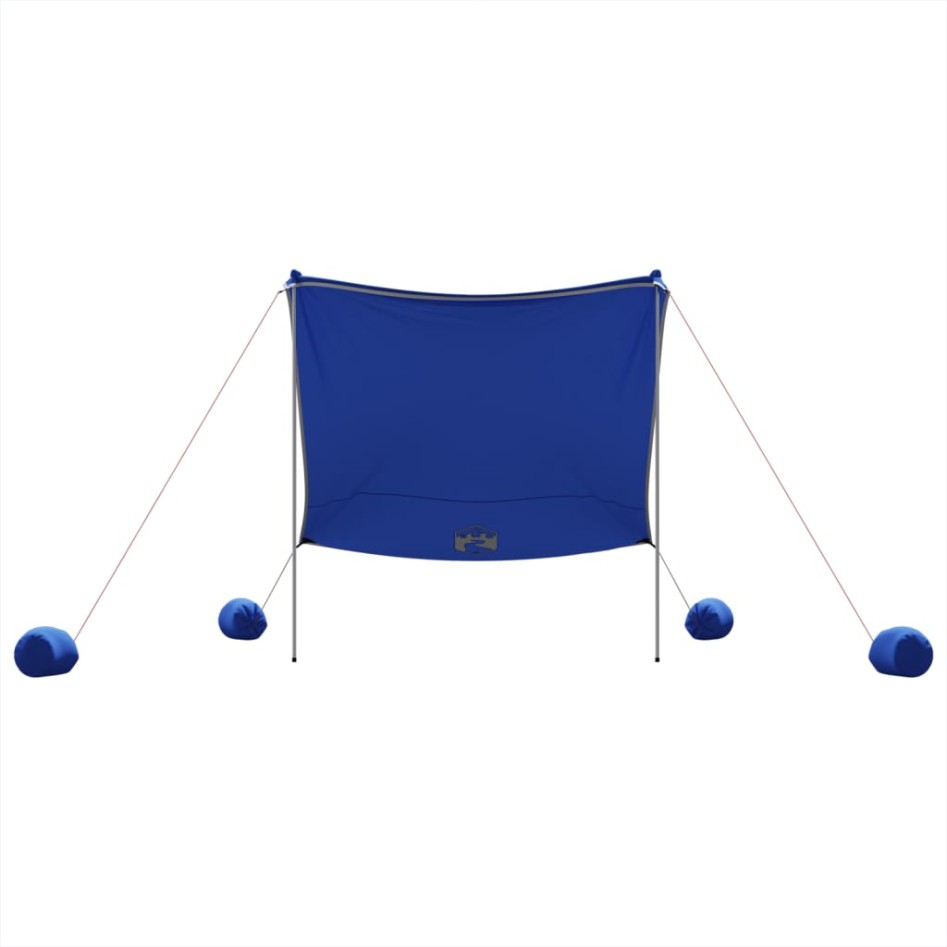 Toldo de playa con anclas de arena azul 214x236