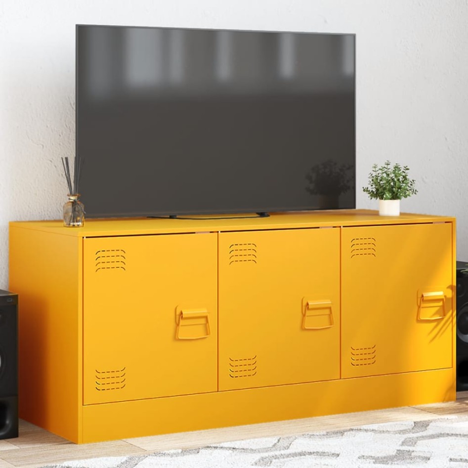 Mueble para TV de acero amarillo mostaza 99x39x44