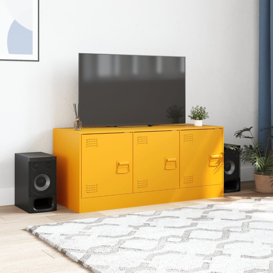 Mueble para TV de acero amarillo mostaza 99x39x44