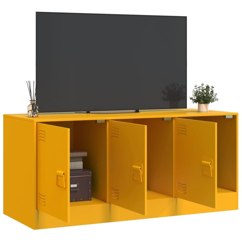 Mueble para TV de acero amarillo mostaza 99x39x44