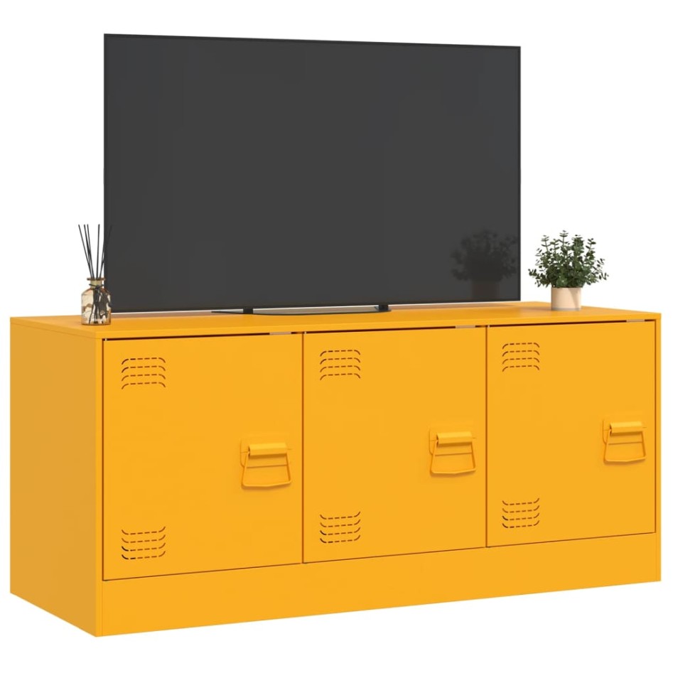 Mueble para TV de acero amarillo mostaza 99x39x44