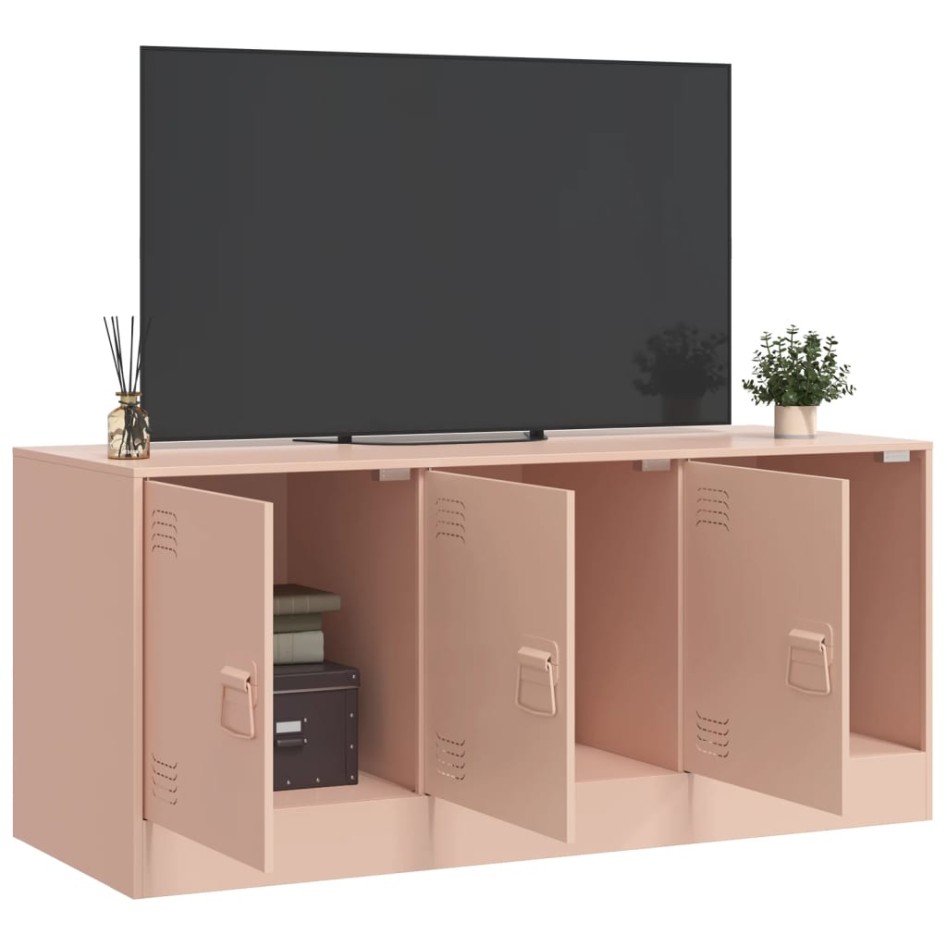 Mueble para TV de acero rosa 99x39x44