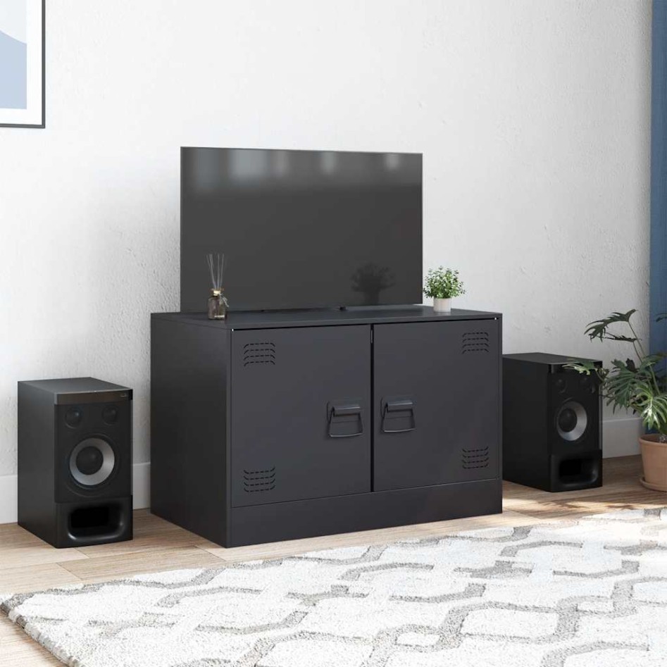 Mueble para TV de acero negro 67x39x44