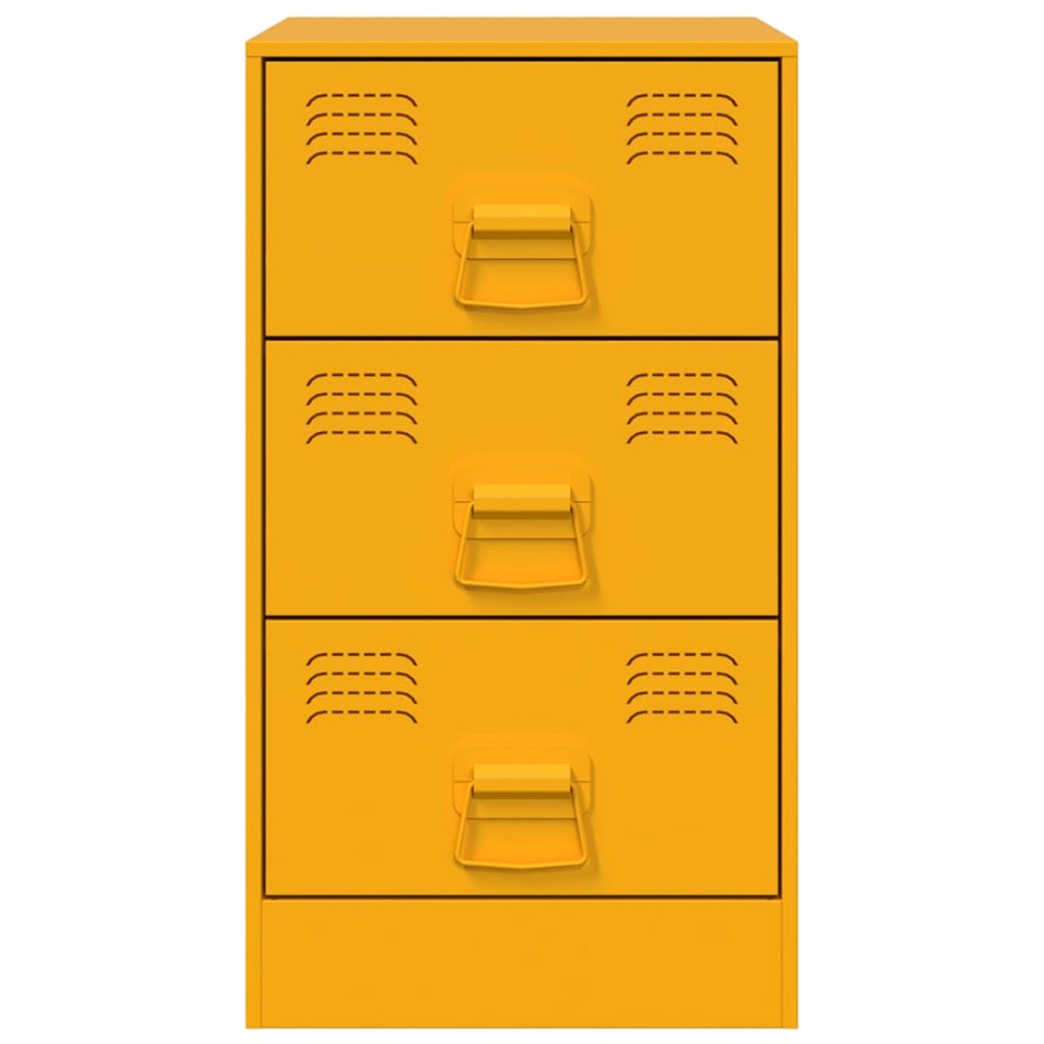 Mesita de noche acero amarillo mostaza 34,5x39x62