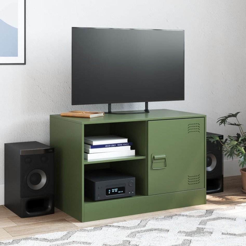 Mueble para TV de acero verde oliva 67x39x44
