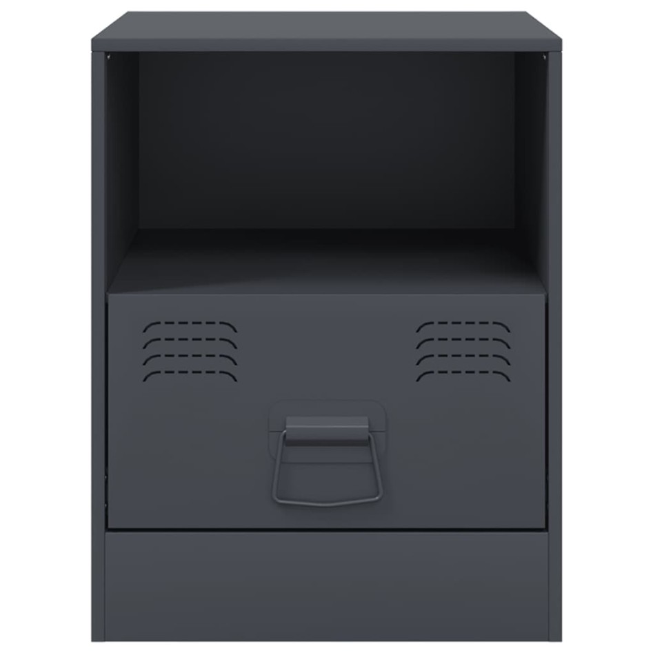 Mesita de noche acero gris antracita 34,5x39x44