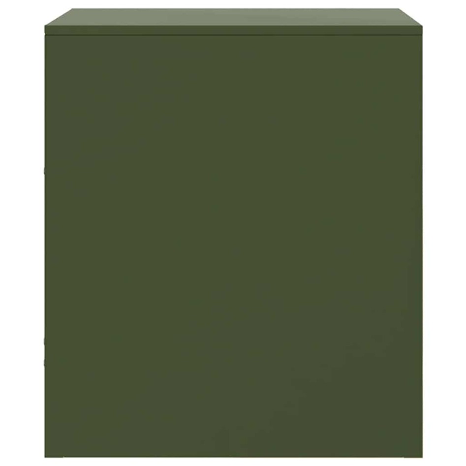 Mesitas de noche 2 unidades acero verde oliva 34,5x39x44