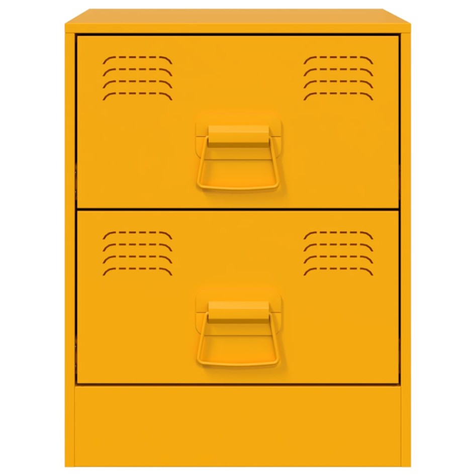 Mesita de noche de acero amarilla 34,5x39x44