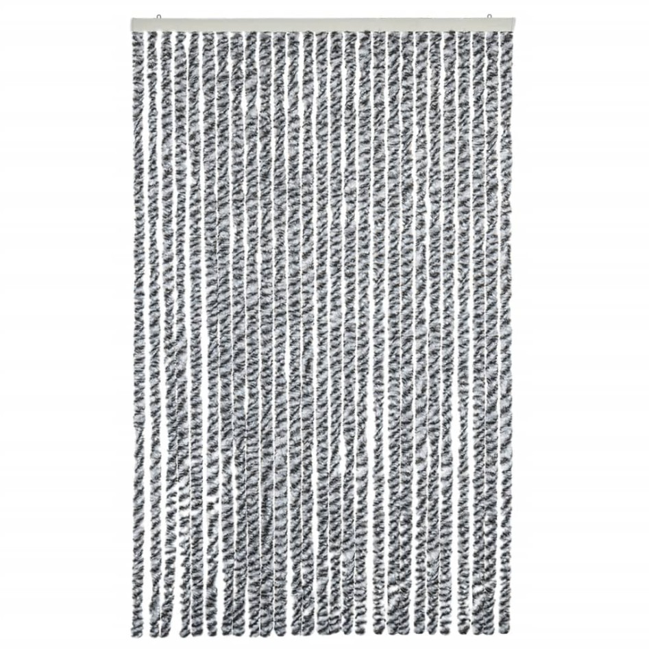 Cortina antimoscas chenilla gris negro y blanco 118x220