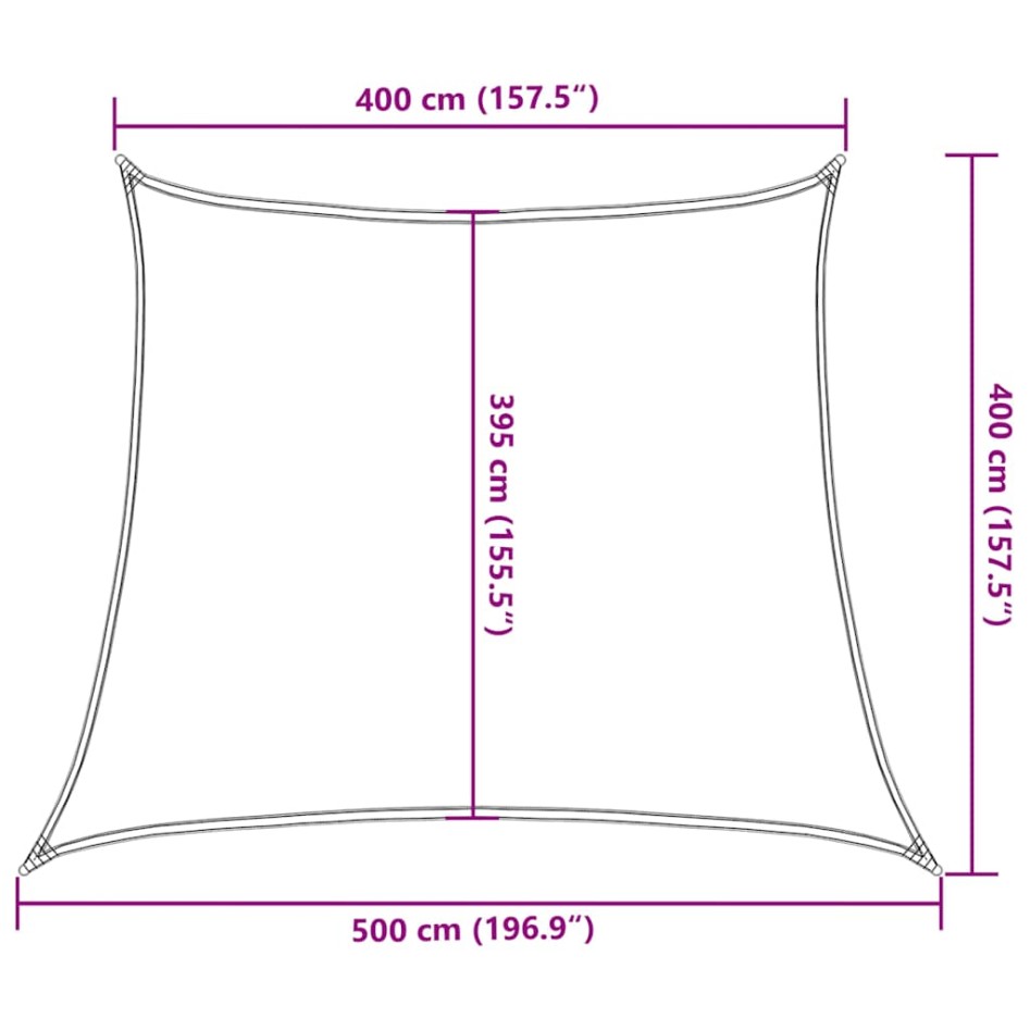 Toldo de vela trapecio HDPE marrón 160 g/m² 4/5x4