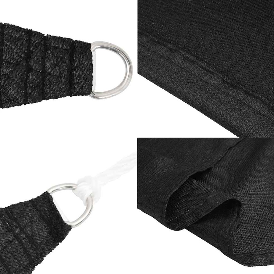 Toldo de vela triangular HDPE negro 160 g/m² 5x7x7