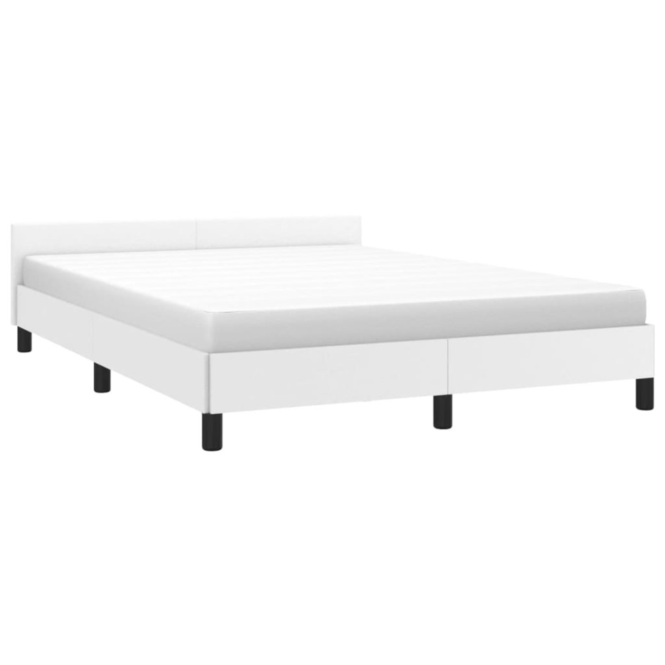 Estructura de cama cabecero cuero sintético blanco 140x190