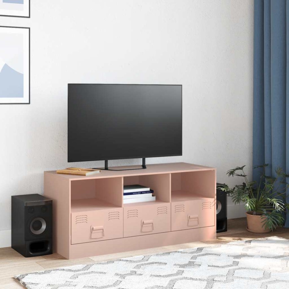 Mueble para TV de acero rosa 99x39x44