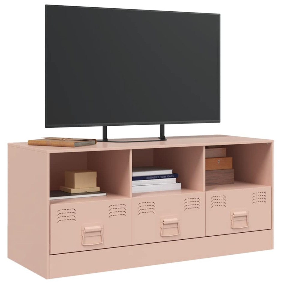 Mueble para TV de acero rosa 99x39x44