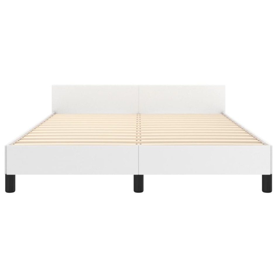 Estructura de cama cabecero cuero sintético blanco 140x190