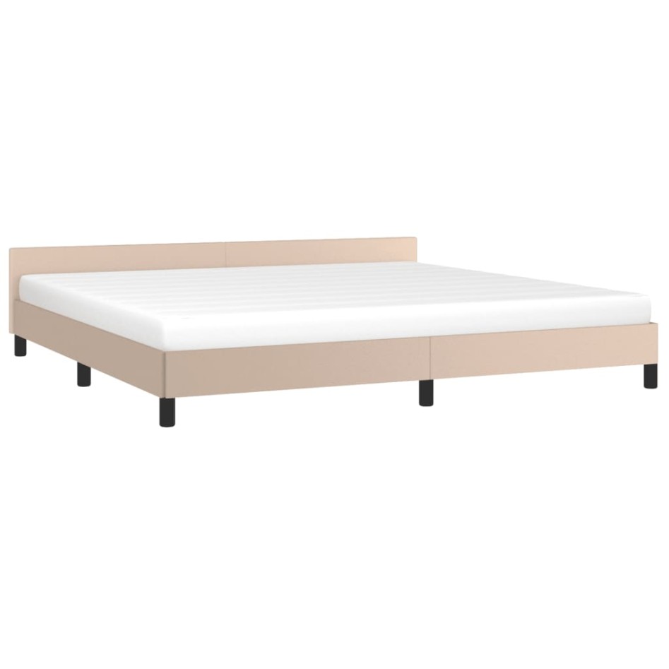Estructura de cama cabecero cuero sintético capuchino