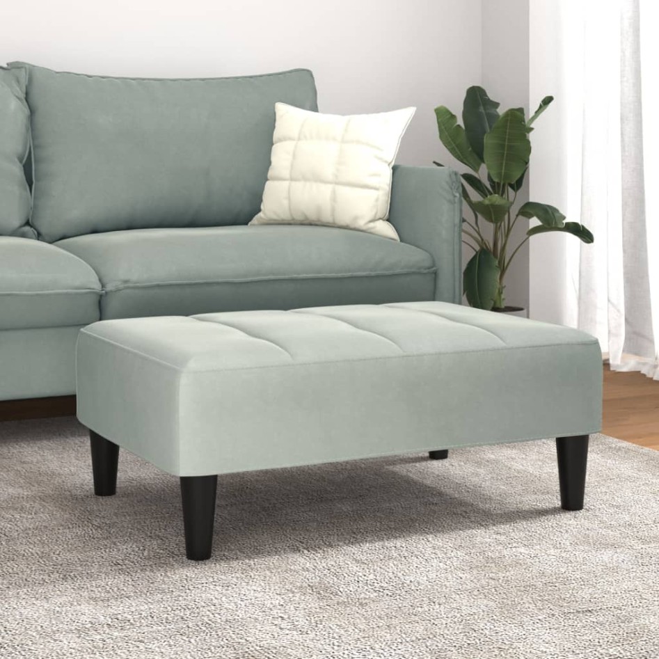 Reposapiés de terciopelo gris claro 77x55x31