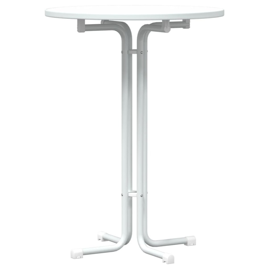 Mesa alta de comedor madera ingeniería y acero blanco