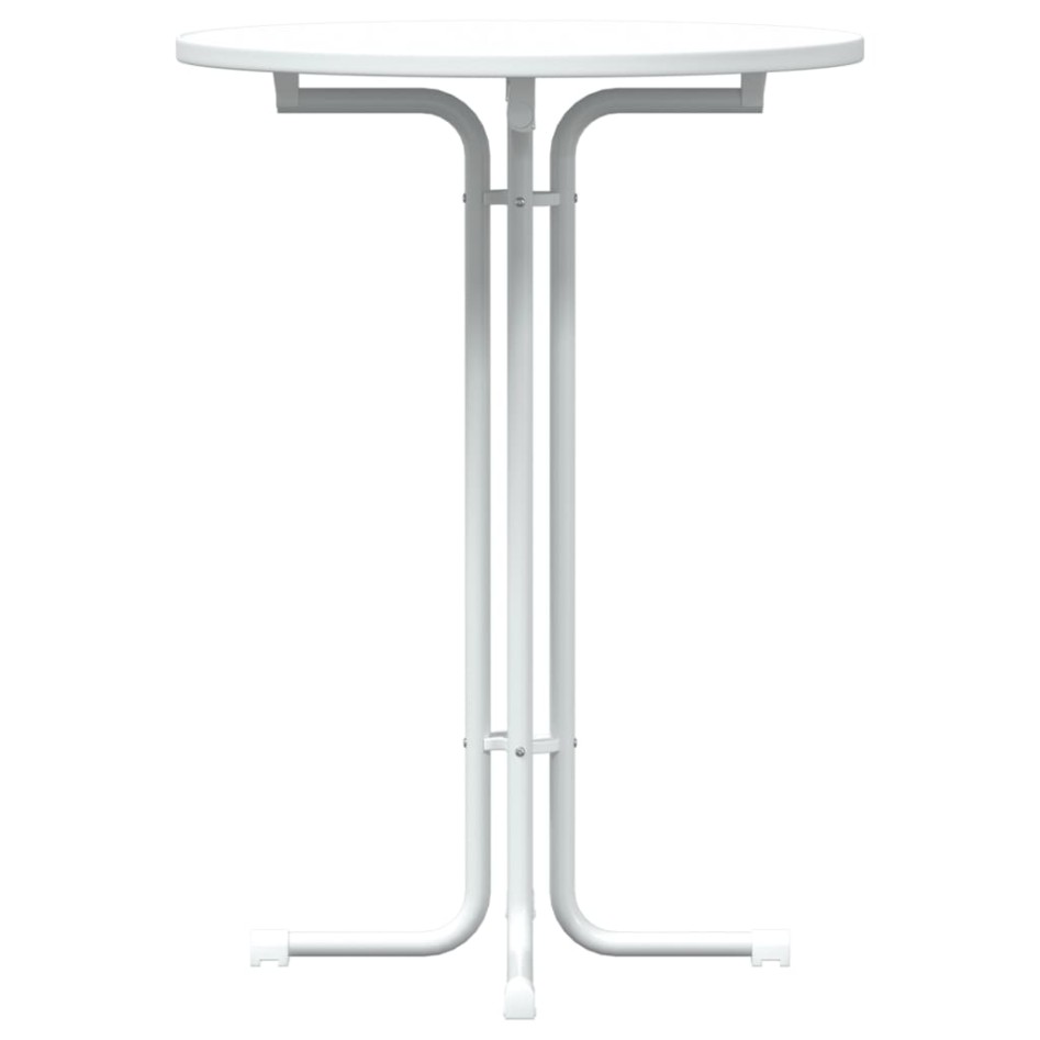 Mesa alta de comedor madera ingeniería y acero blanco