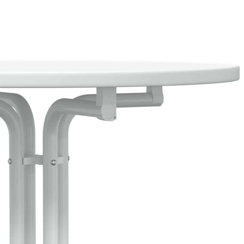 Mesa alta de comedor madera ingeniería y acero blanco