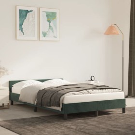 Estructura cama con cabecero terciopelo verde oscuro 120x200
