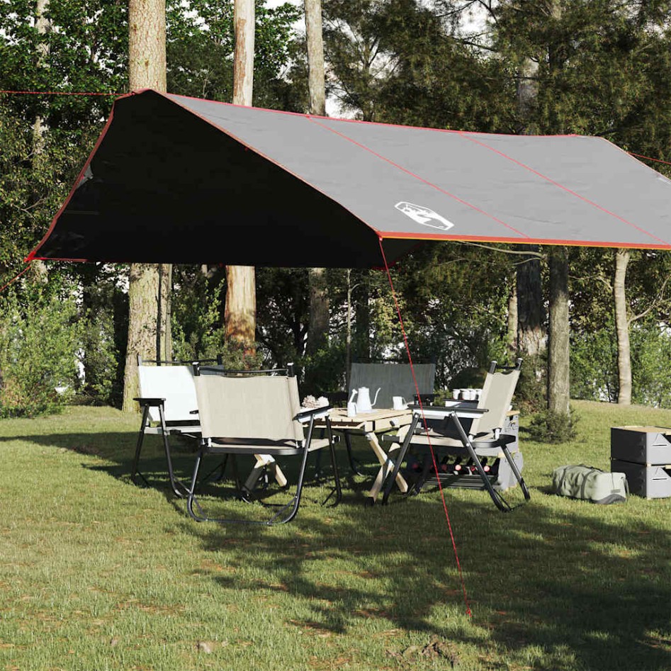 Lona de camping impermeable gris y naranja 420x440