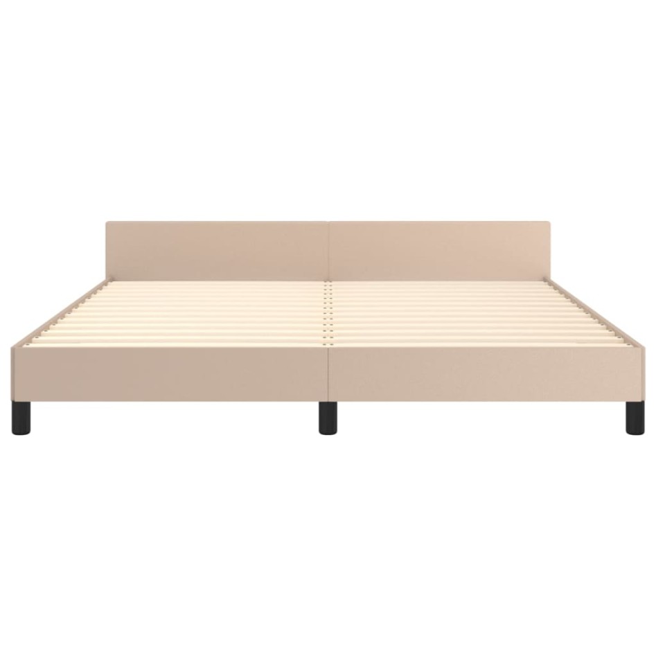 Estructura de cama cabecero cuero sintético capuchino