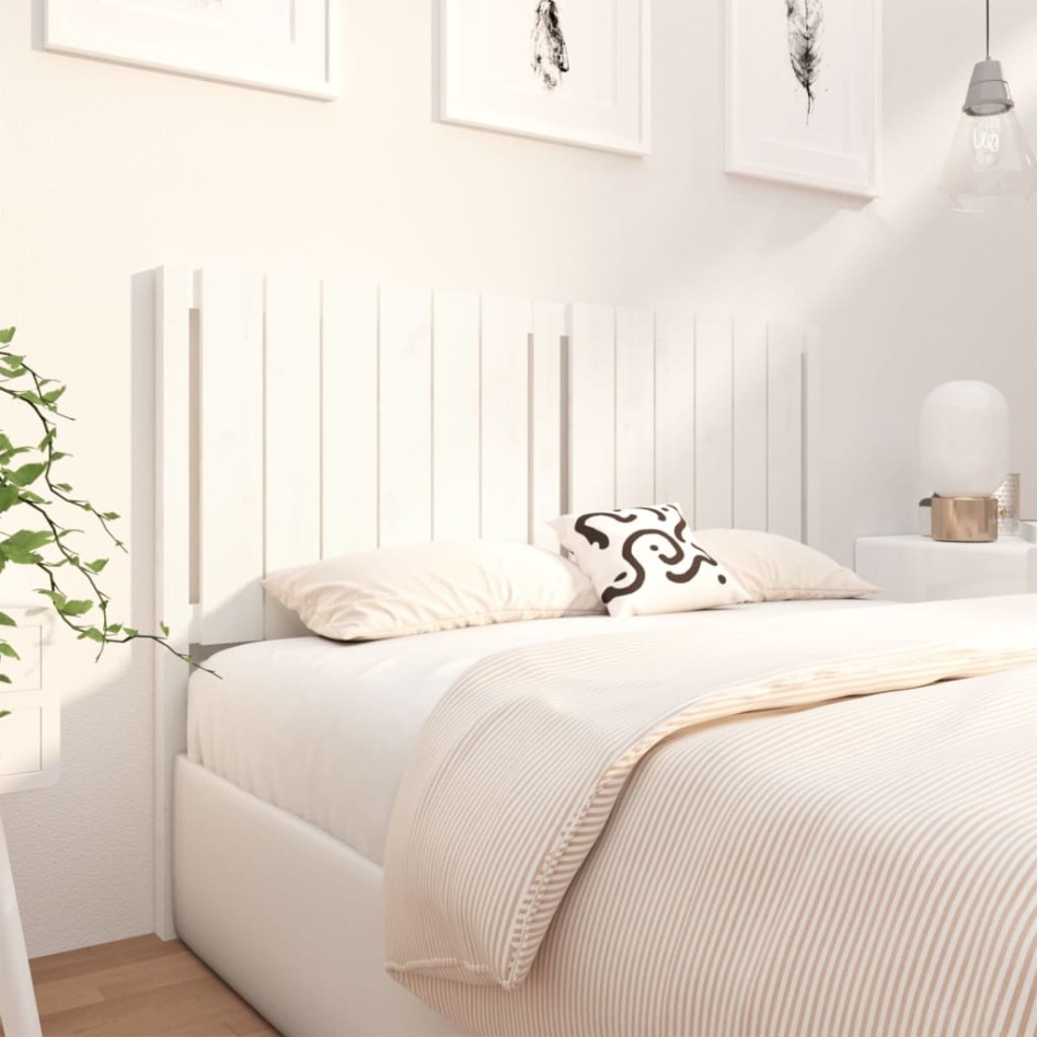 Cabecero de cama madera maciza de pino blanco 145,5x4x100