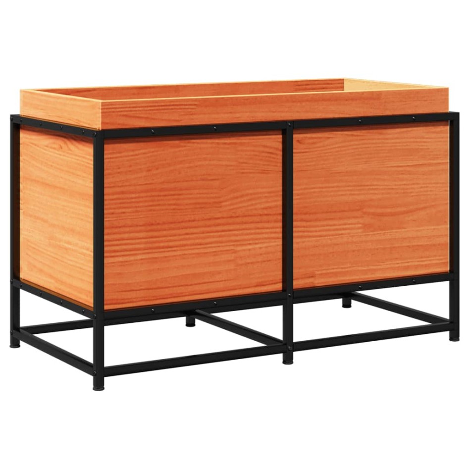 Jardinera de madera maciza pino marrón cera 80x40x50