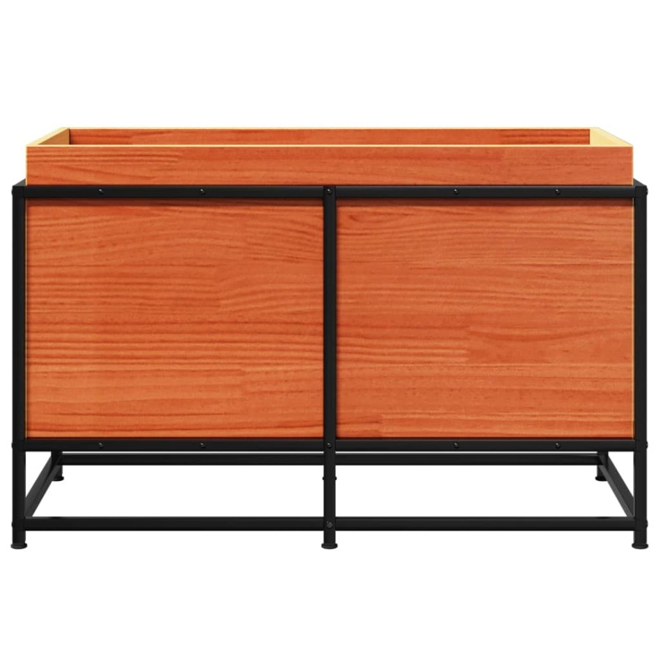 Jardinera de madera maciza pino marrón cera 80x40x50