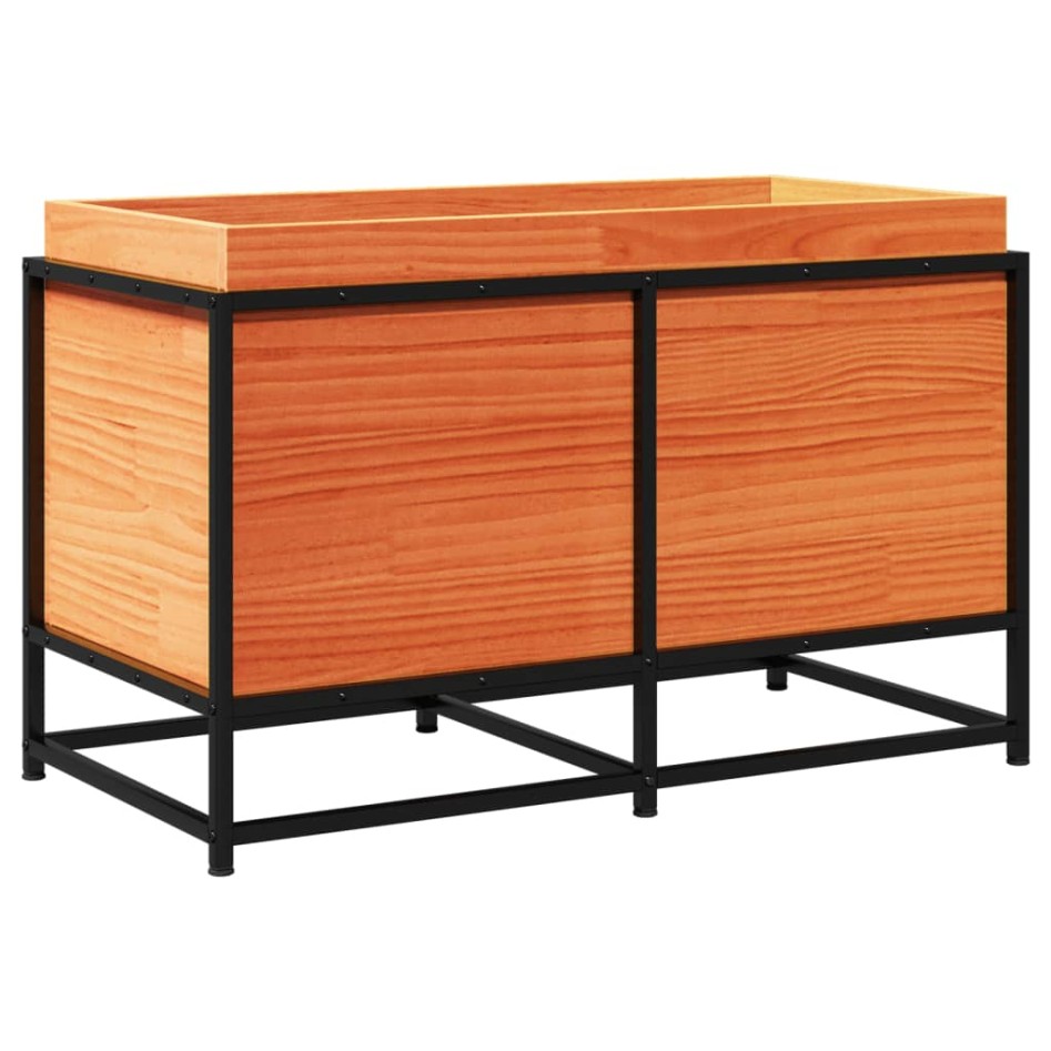 Jardinera de madera maciza pino marrón cera 80x40x50