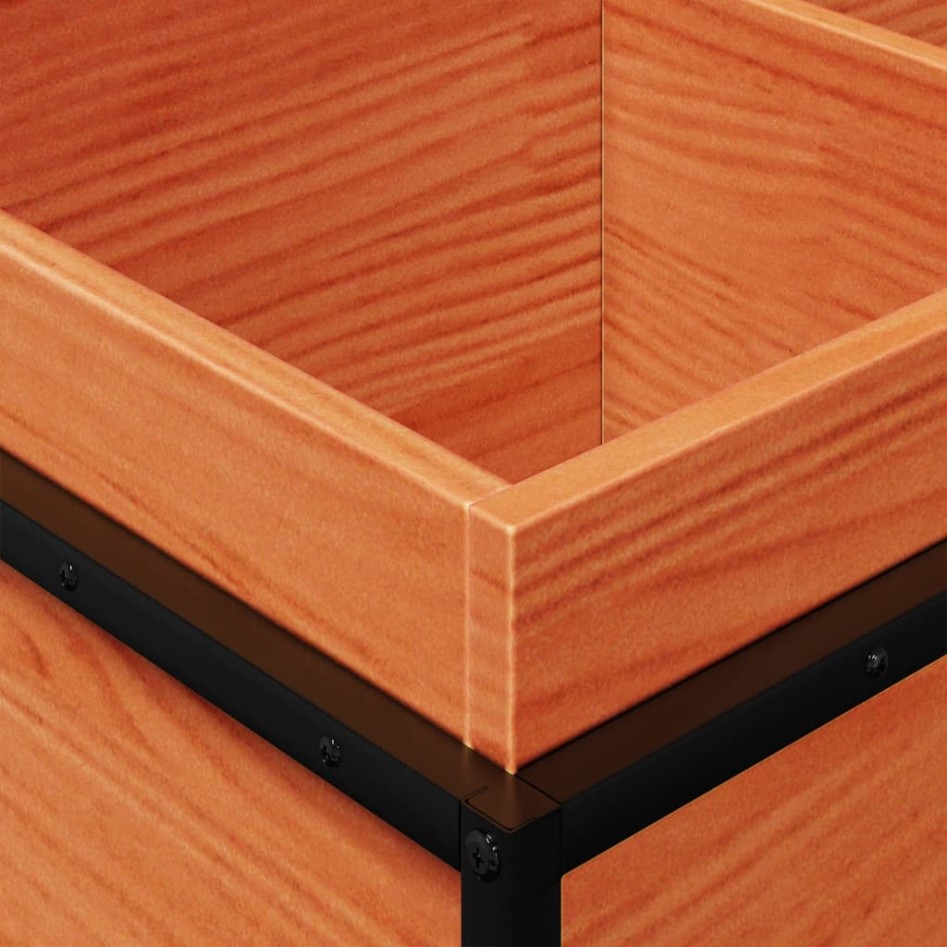 Jardinera de madera maciza pino marrón cera 80x40x50