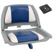 Set asientos plegables para barco 2 uds con cojín blanco y azul