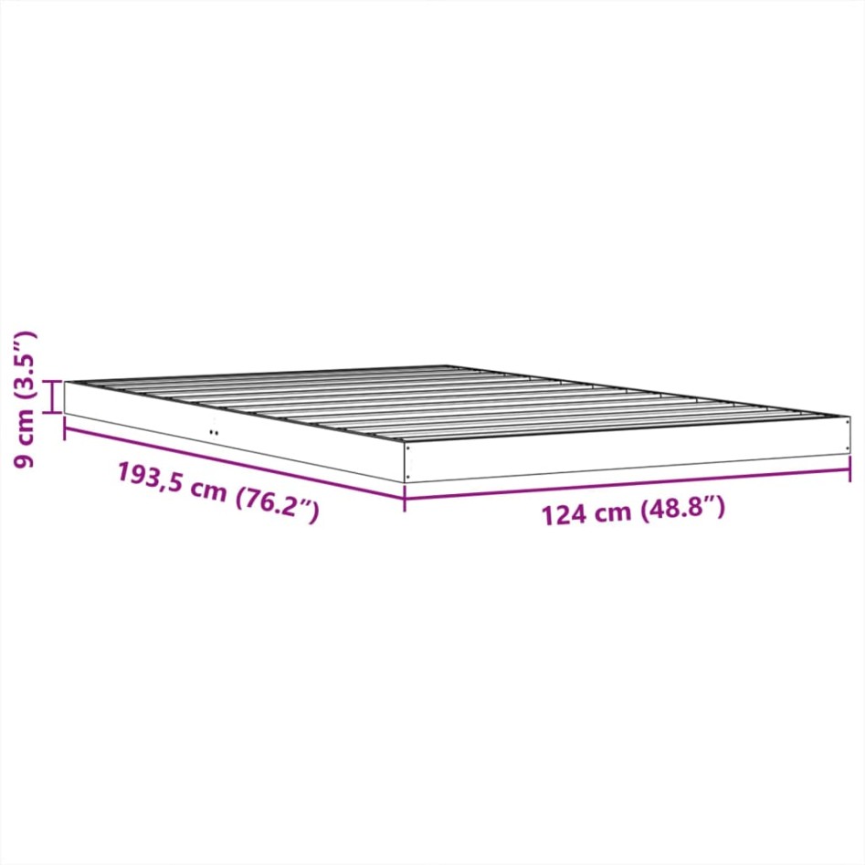 Estructura de cama sin colchón madera maciza marrón 120x190