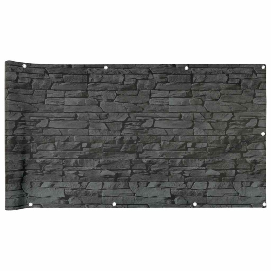 Pantalla de privacidad de balcón PVC look piedra gris