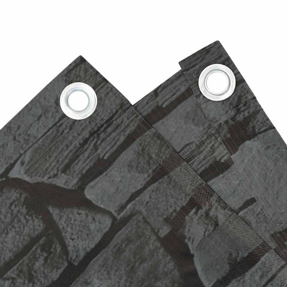 Pantalla de privacidad de balcón PVC look piedra gris