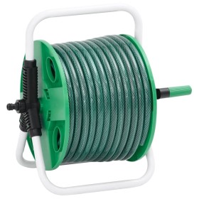 Carrete de manguera de pie con set racores PVC verde 0,5 50
