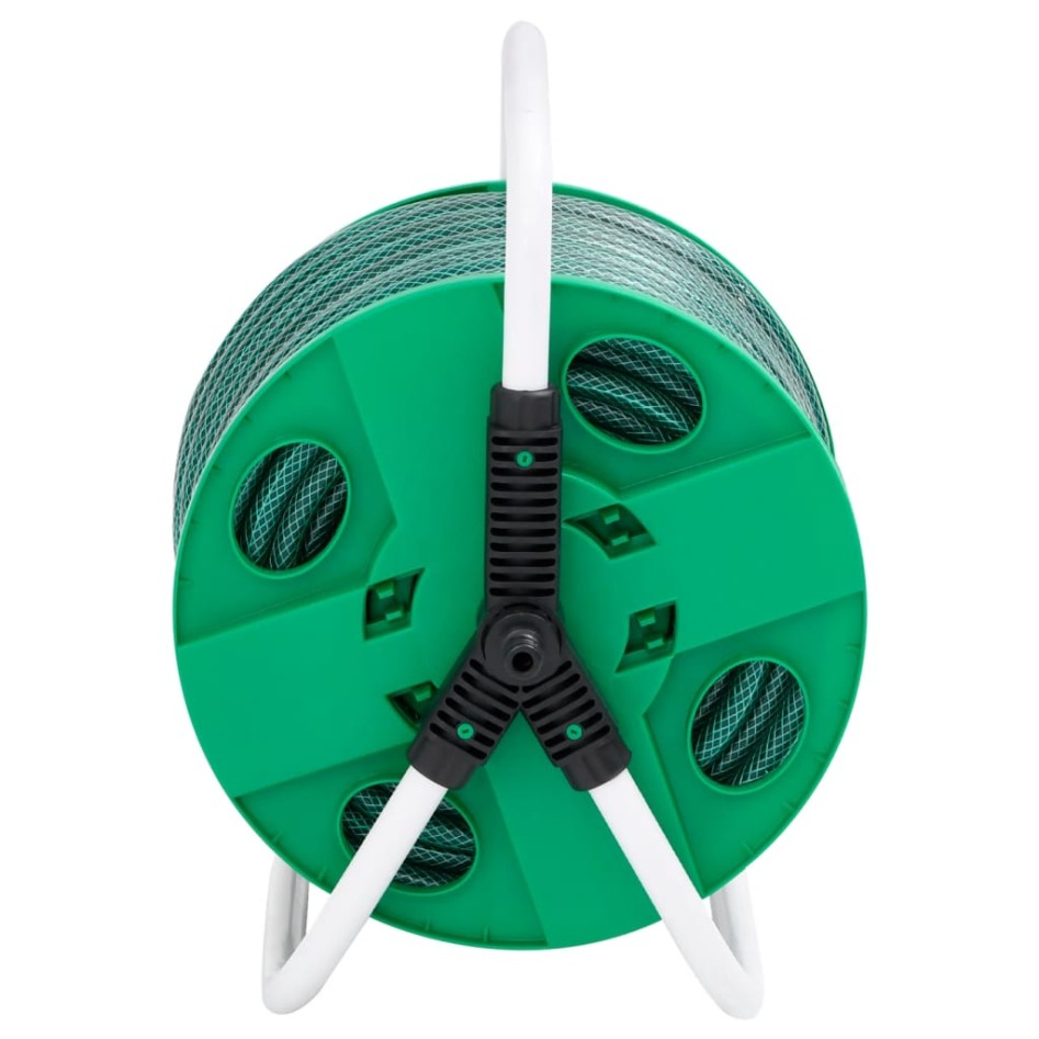 Carrete de manguera de pie con set racores PVC verde 0,5 50