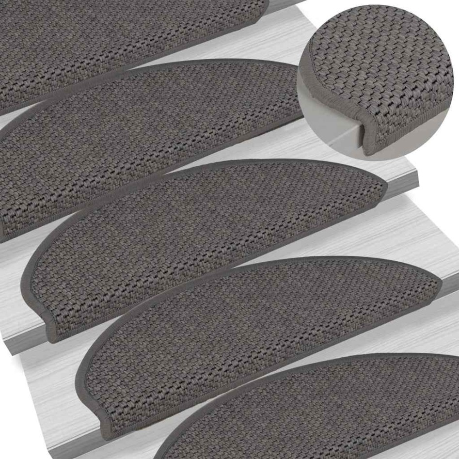 Alfombrillas autoadhesivas sisal 15 uds plateado 56x17x3