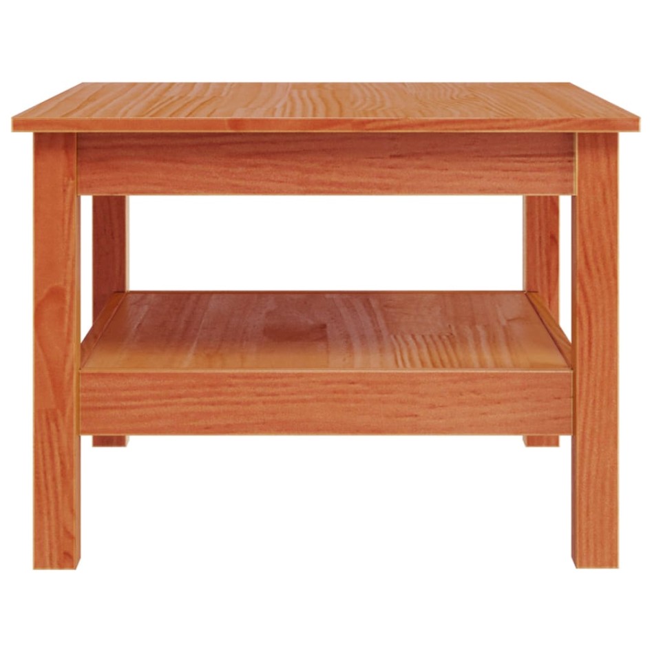Mesa de centro madera maciza de pino marrón cera 55x55x40