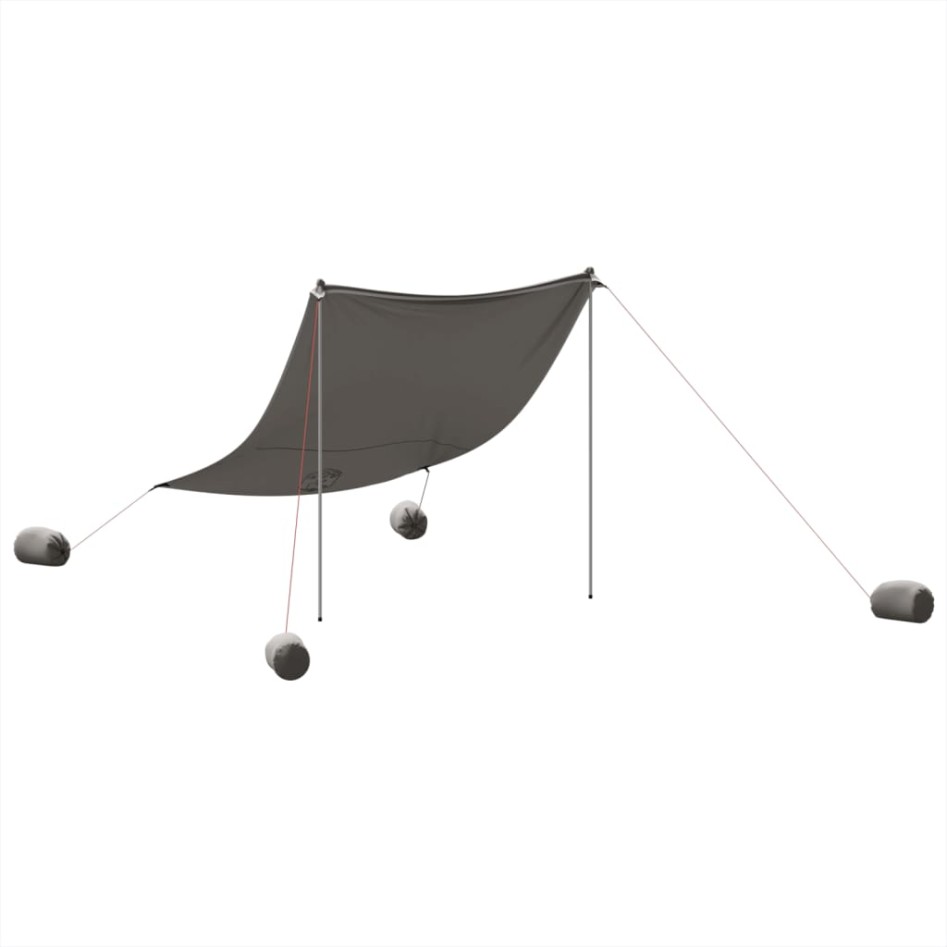Toldo de playa con anclas de arena gris 214x236