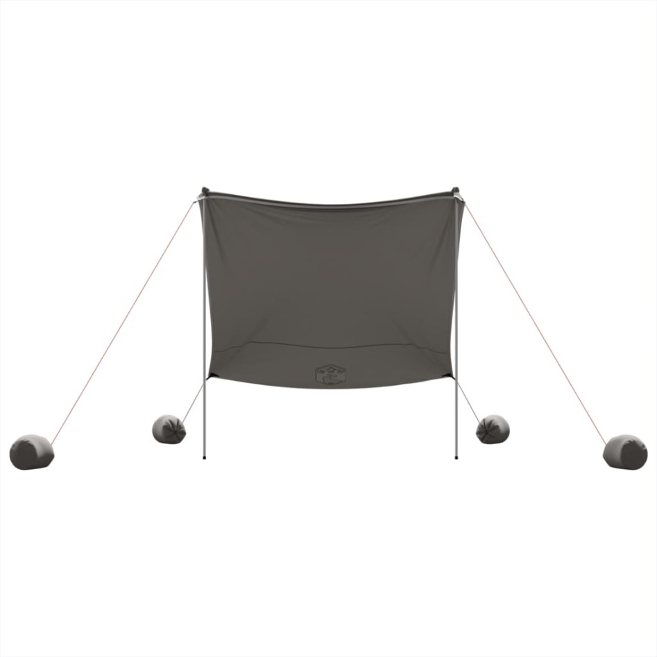 Toldo de playa con anclas de arena gris 214x236